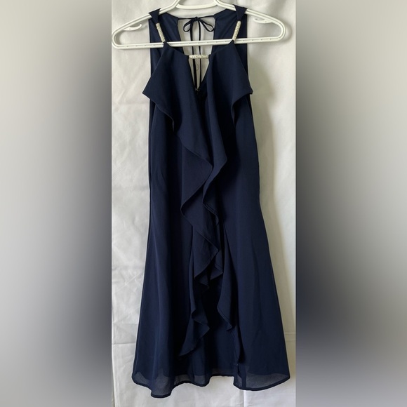 Venus Dress Women’s 10 Deep V Jewelled Front Ruffle Sleeveless - Picture 5 of 9